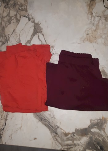 Kızlar için Gevşek Kesim Kırmızı Tişört ve Bordo Şort - Görsel 4