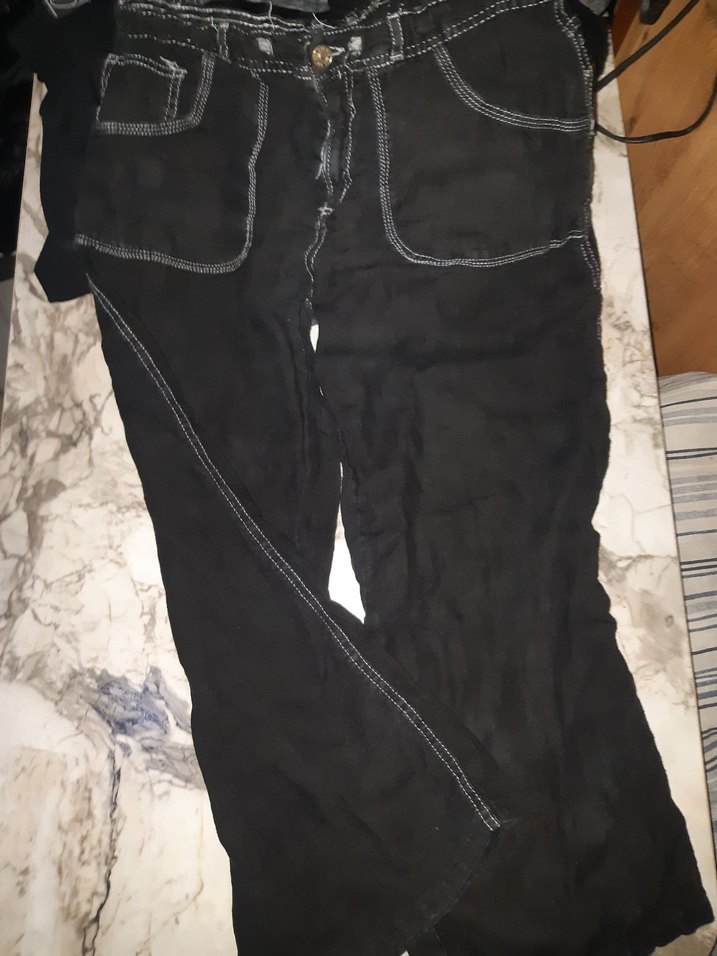 Kadın Siyah Kemerli esofman pantolon tarz - Görsel 2