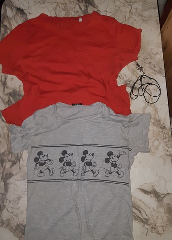 Gri Mickey Mouse Baskılı ve kırmızı Tshirt - Görsel 3