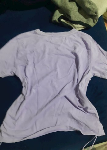 Kızlar için Lila Kısa Kollu Salaş Tişört - Görsel 2