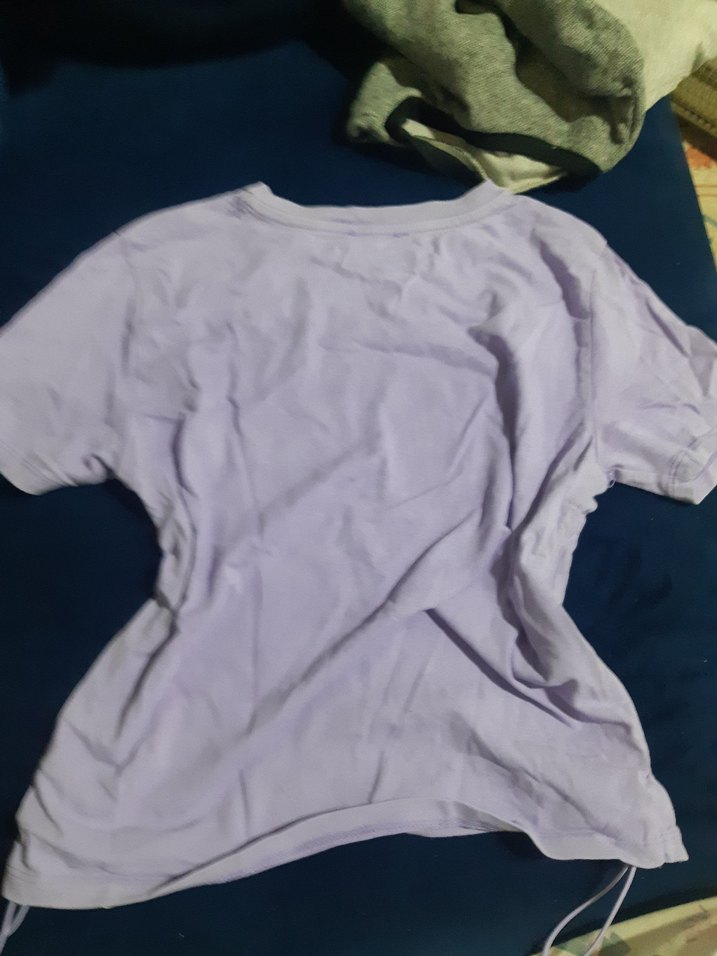 Kızlar için Lila Kısa Kollu Salaş Tişört - Görsel 2