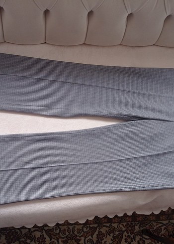 Gri Pilili Midi Kadın Kumaş Pantolon - Görsel 3