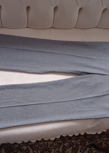 Gri Pilili Midi Kadın Kumaş Pantolon - Görsel 2