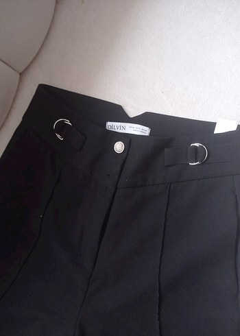 Kadın Siyah Kemerli Kumaş Pantolon - Görsel 6