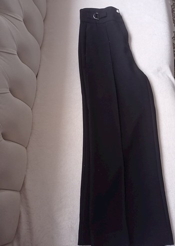 Kadın Siyah Kemerli Kumaş Pantolon - Görsel 3