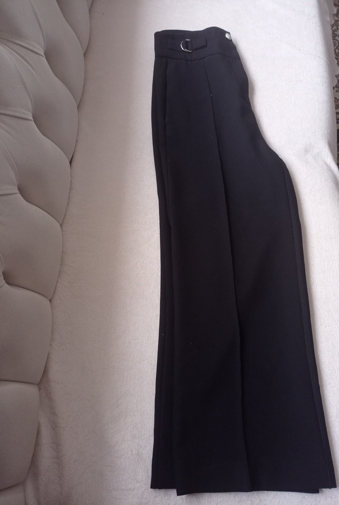 Kadın Siyah Kemerli Kumaş Pantolon - Görsel 3