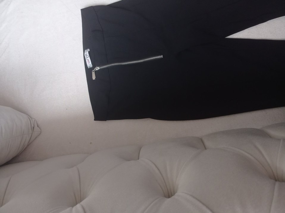 Siyah Kadın Kumaş Pantolon, Yırtmaçlı, - Görsel 4