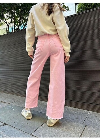 Diğer Pembe Bol Paça Jean Pantolon