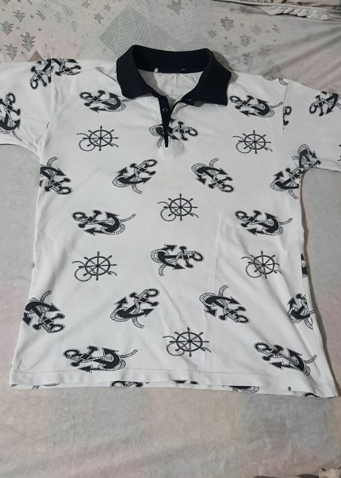 Beyaz Denizci Polo Yaka Tshirt - Görsel 3
