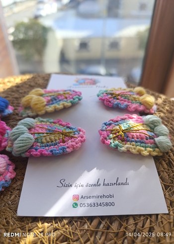  Beden çeşitli Renk Nakışlı Çok Renkli Örgü Çocuk Saç Aksesuarı