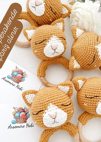 Renkli Kedi Figürlü Diş Kaşıyıcı ve Çıngırak