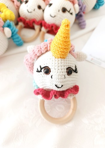 Tasarımcı Renkli Unicorn Diş Kaşıyıcı ve Çıngırak