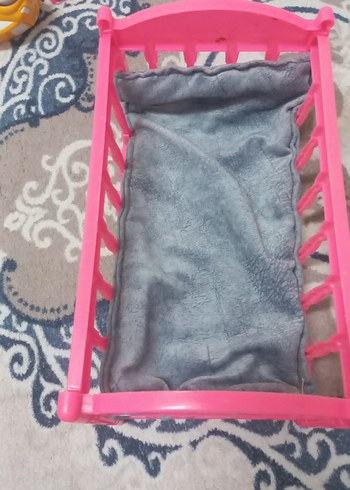 Pembe Bebek Beşiği Gri Yumuşak Minderli