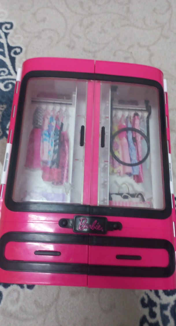Renkli Pembe Çocuk Gardırop barbie - Görsel 3