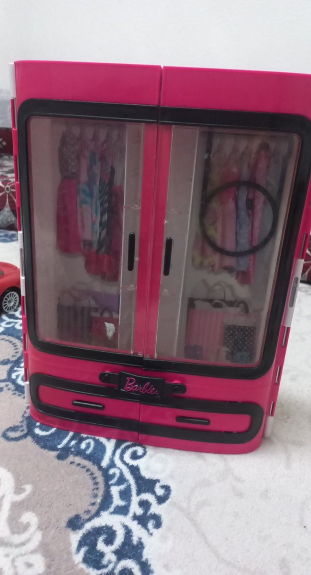 Renkli Pembe Çocuk Gardırop barbie - Görsel 2