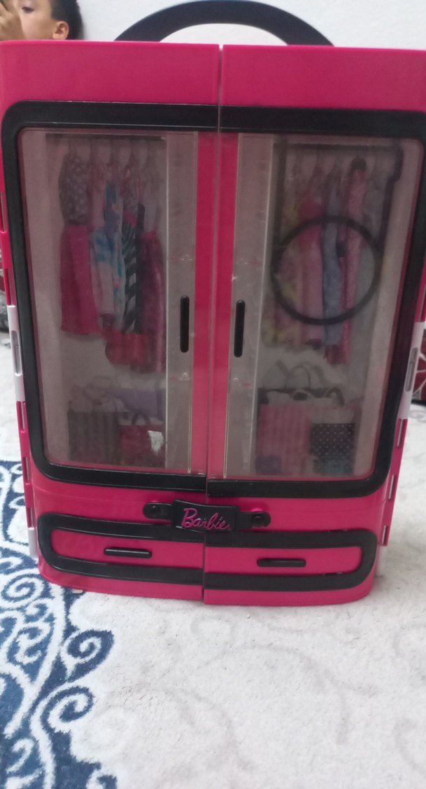Renkli Pembe Çocuk Gardırop barbie - Görsel 5
