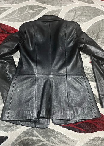 Düğmeli Siyah Kadın Deri Ceket - Görsel 2