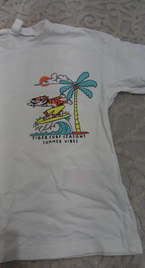 Beyaz Baskılı Erkek Çocuk Kısa Kollu Tişört - Görsel 3