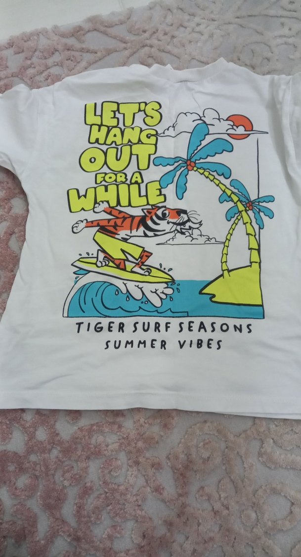 Beyaz Baskılı Erkek Çocuk Kısa Kollu Tişört - Görsel 4