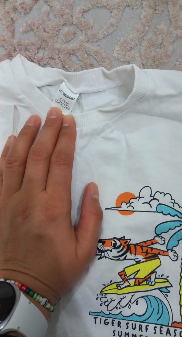 Beyaz Baskılı Erkek Çocuk Kısa Kollu Tişört - Görsel 5