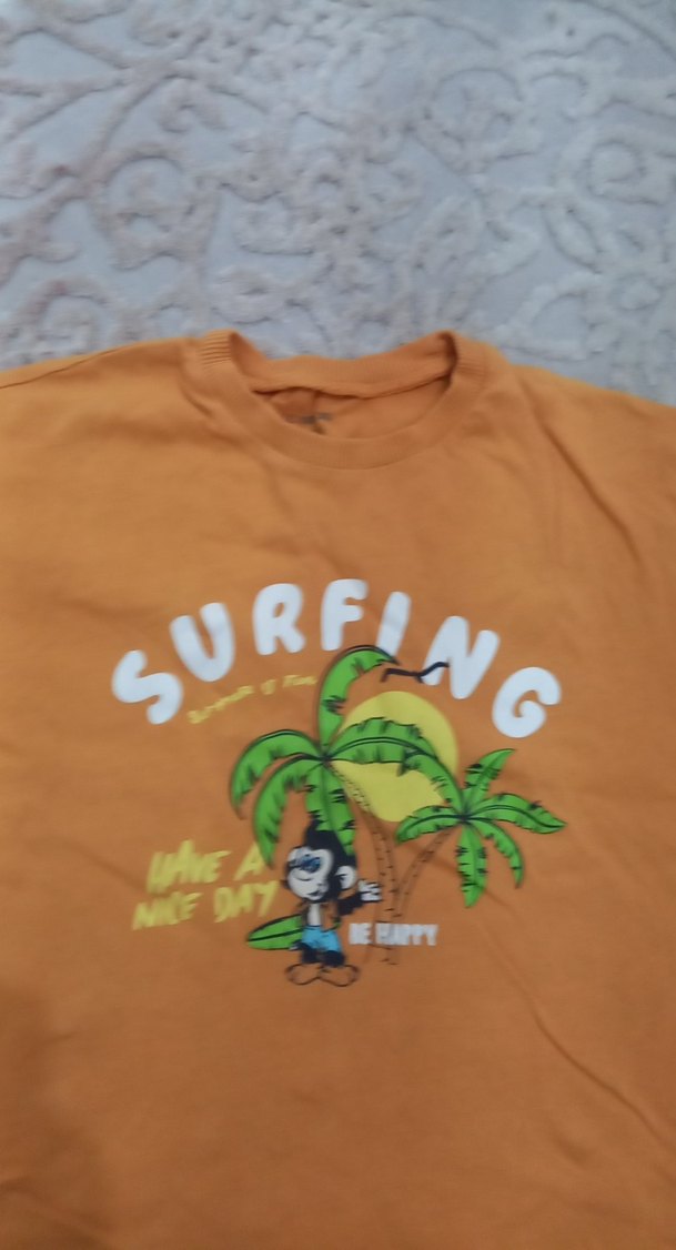 Sarı Baskılı Düğmeli Erkek Tişört - Görsel 4