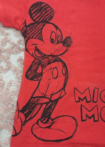 Kırmızı Mickey Mouse Baskılı Erkek Tişört - Görsel 4