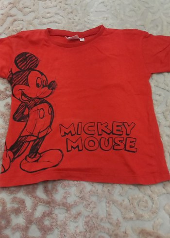 Kırmızı Mickey Mouse Baskılı Erkek Tişört - Görsel 2