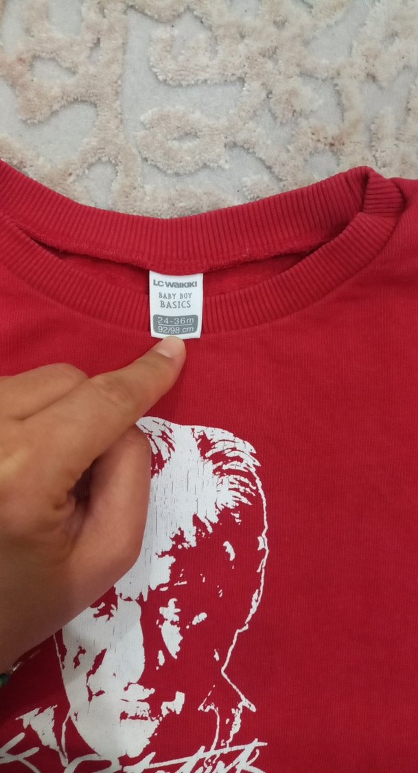 Kız veya erkek Çocuk Kırmızı Baskılı Sweatshirt - Görsel 4