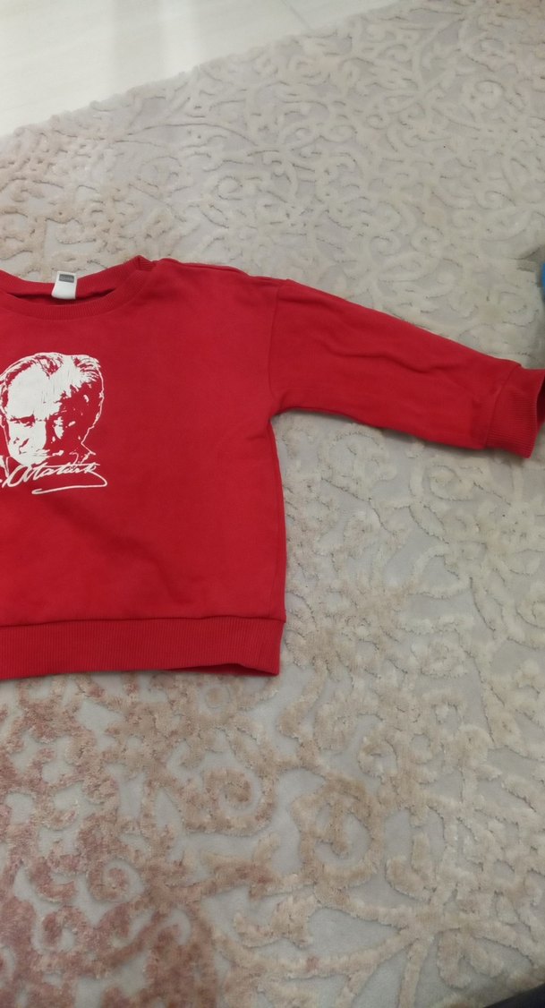 Kız veya erkek Çocuk Kırmızı Baskılı Sweatshirt - Görsel 3