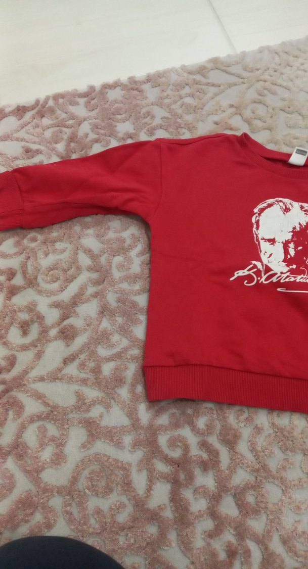 Kız veya erkek Çocuk Kırmızı Baskılı Sweatshirt - Görsel 2