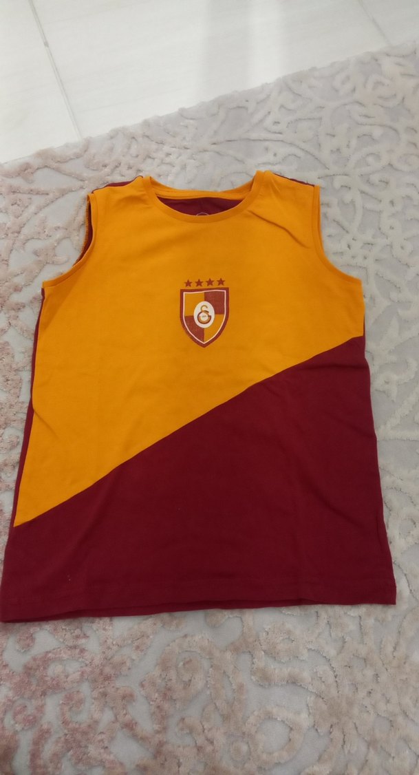 Galatasaray sarı kırmızı Erkek Kolsuz Spor Tişört - Görsel 3