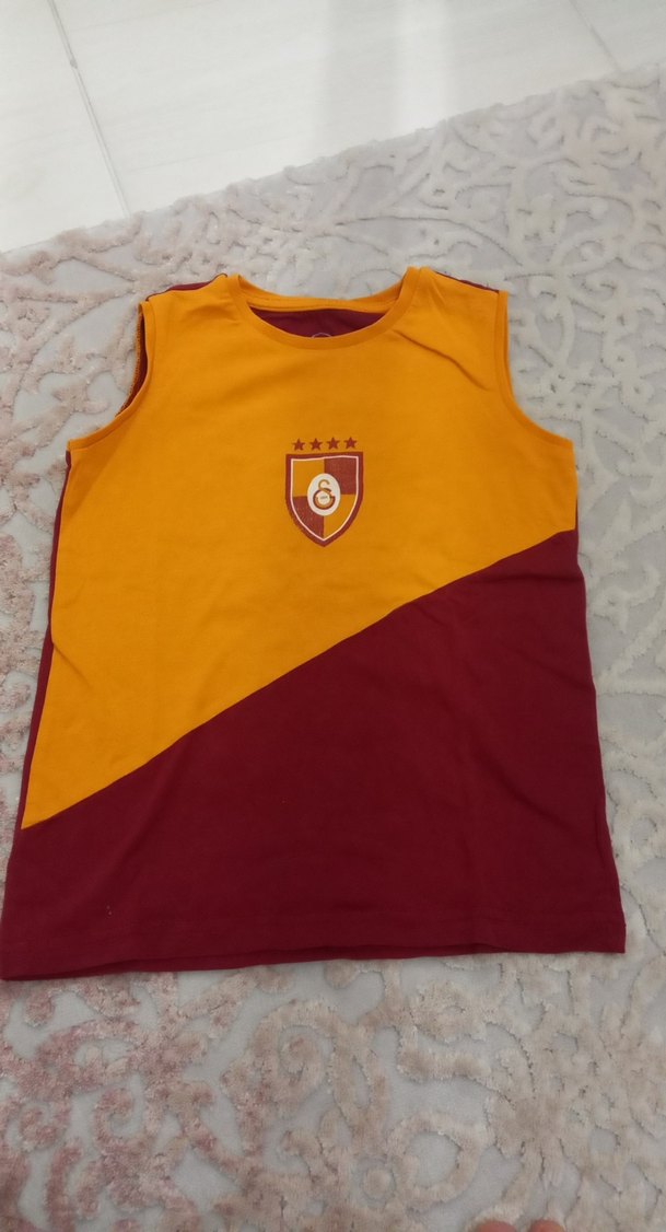 Galatasaray sarı kırmızı Erkek Kolsuz Spor Tişört - Görsel 2