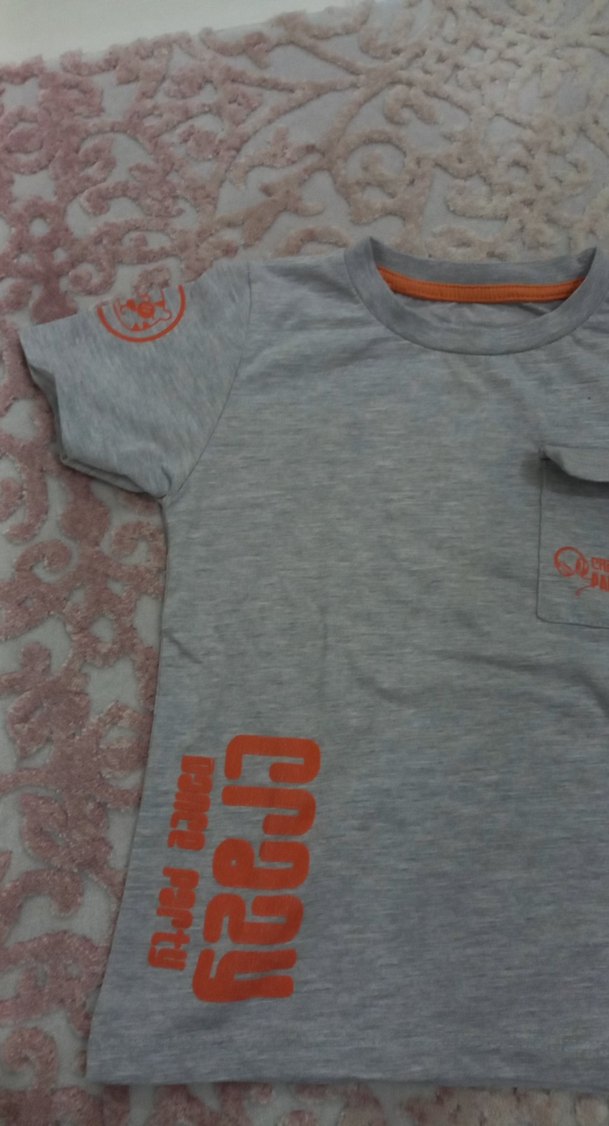 Gri Erkek Çocuk Kısa Kollu Tişört - Görsel 3