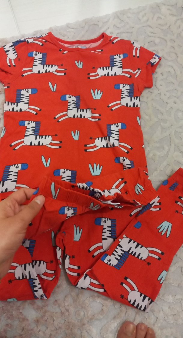 erkek veya kız Çocuk Kısa Kollu Renkli Zebra Desenli Pijama - Görsel 3