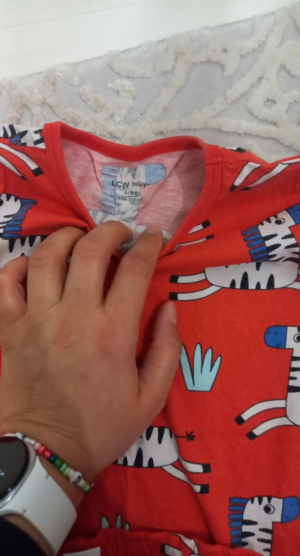 erkek veya kız Çocuk Kısa Kollu Renkli Zebra Desenli Pijama - Görsel 4