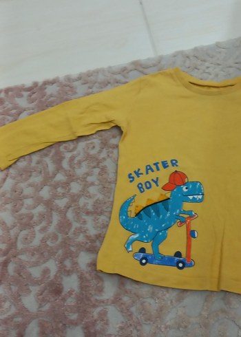 Sarı Uzun Kollu Erkek Tişört Dinozor Baskılı - Görsel 2