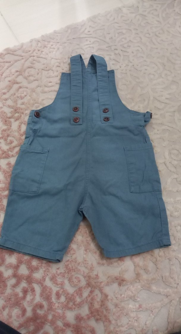 Erkek Çocuk Düğmeli Kot Şort Tulum - Görsel 2