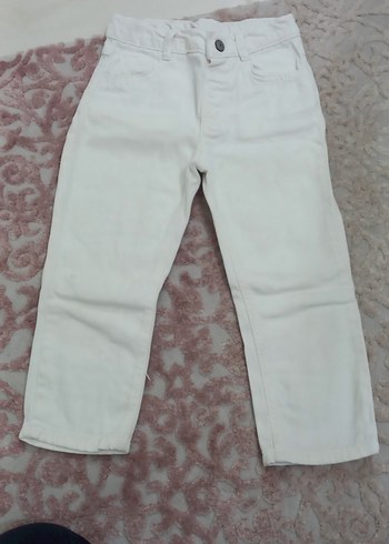 Beyaz Erkek Çocuk Pamuk Pantolon - Görsel 2