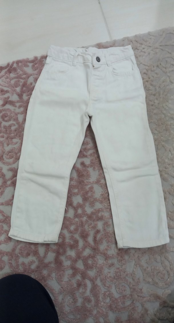 Beyaz Erkek Çocuk Pamuk Pantolon - Görsel 2