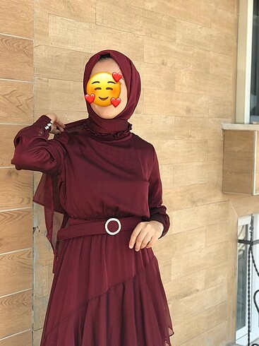 Bordo tesettür abiye