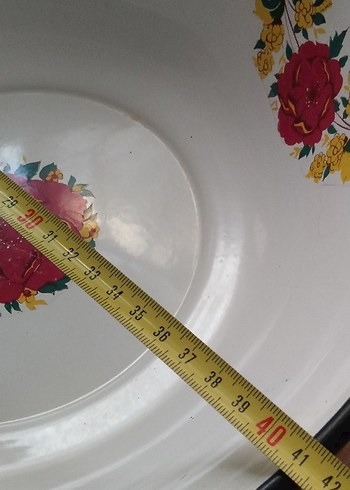 Çiçek Desenli emaye büyük çukur tabak hiç bir çizik atma yok - Görsel 4