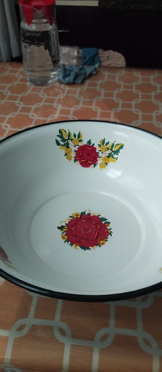 Çiçek Desenli emaye büyük çukur tabak hiç bir çizik atma yok - Görsel 2