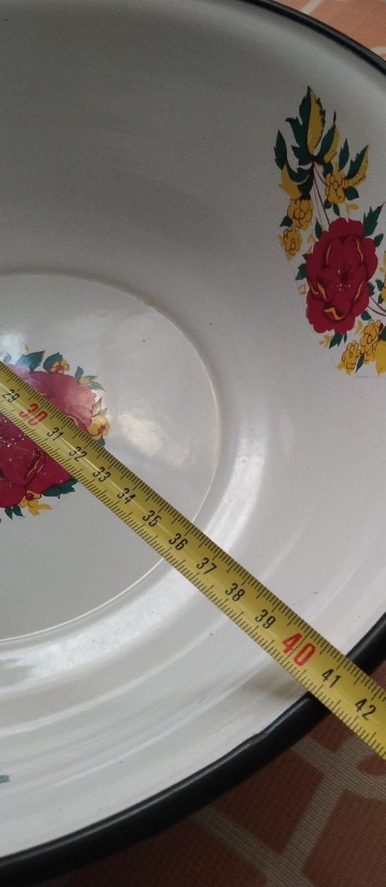 Çiçek Desenli emaye büyük çukur tabak hiç bir çizik atma yok - Görsel 4