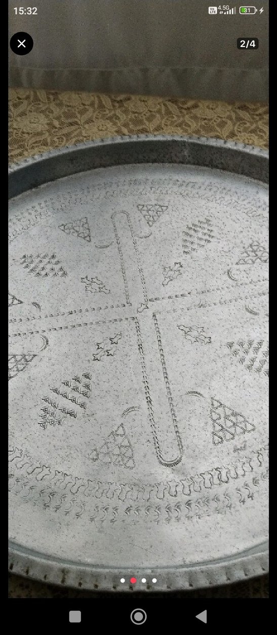 nakışlı alüminyum büyük 55 senelik kırık ezik yok hafif kararma - Görsel 2