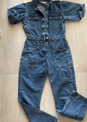 Kadın Koyu Mavi Denim Tulum