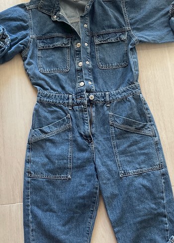 s Beden Kadın Koyu Mavi Denim Tulum