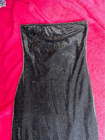 Bershka Berskha parlak koyu gri uzun straplez elbise