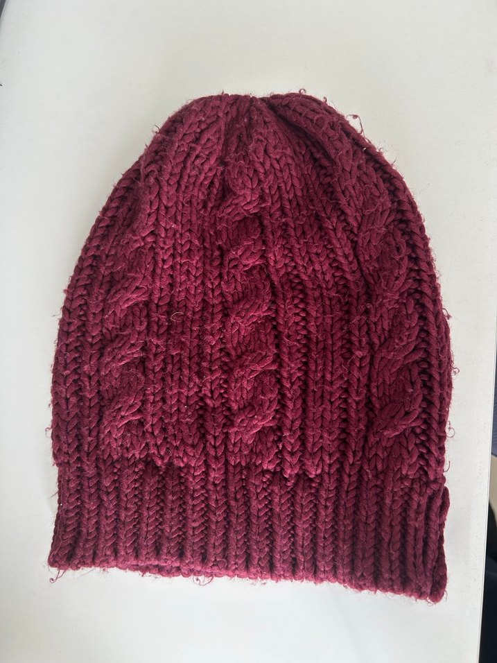 Bordo Örgü Kadın Bere - Görsel 2