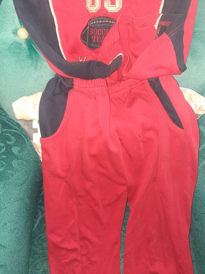 Kırmızı Baskılı Uzun Kollu Hamile Tulum - Görsel 3