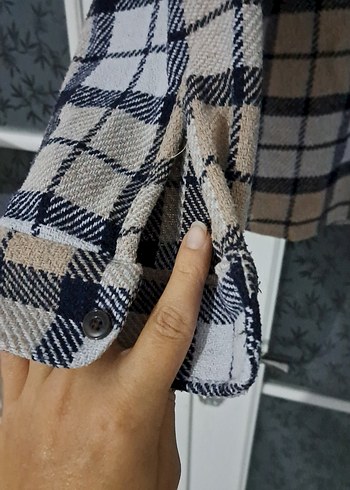 LC Waikiki Düğmeli Kahverengi krem Kareli Kadın Gömlek
